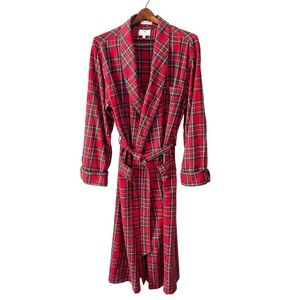 Viyella Royal Stewart Tartan Robe Cotton Wool Blend Flannel Shawl Collar-Sz L